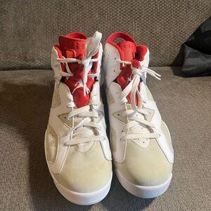 Jordan Men's White and Red Athletic Shoes “alternate red” retro 6s